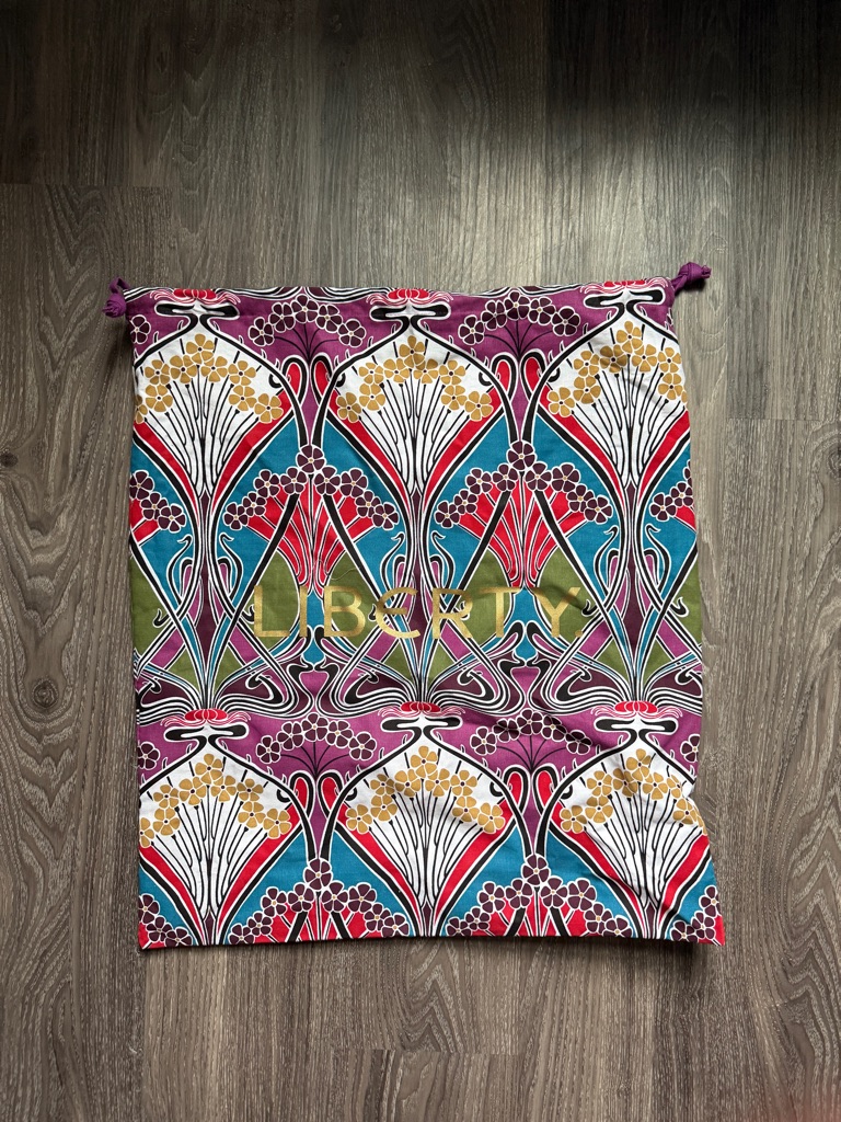 Liberty Of London Floral Art Nouveau Drawstring Bag In Purple, Teal, Red, Gold